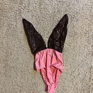 Pink and Black Sequin Bodysuit